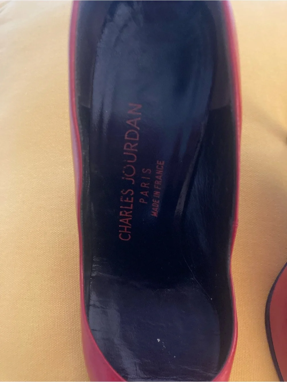 Vintage Charles Jourdan Paris Red Leather Pointed-Toe Pumps, 5.5B Made in France